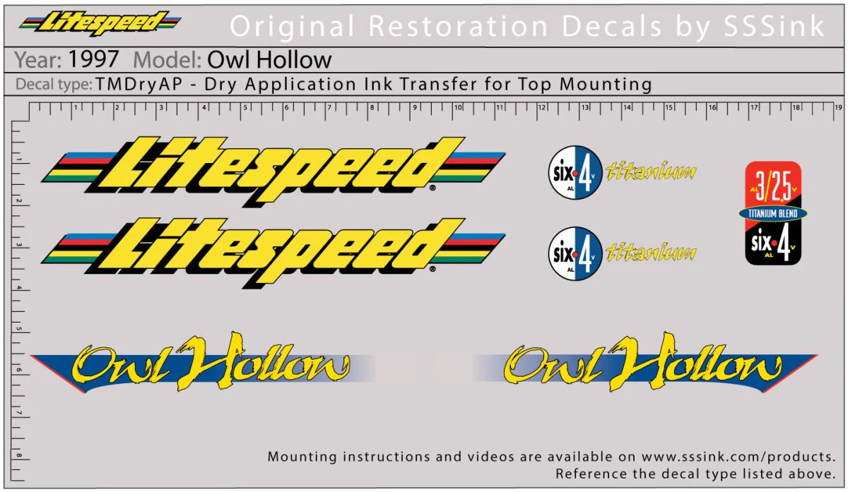 1997 Owl Hollow Decal Set