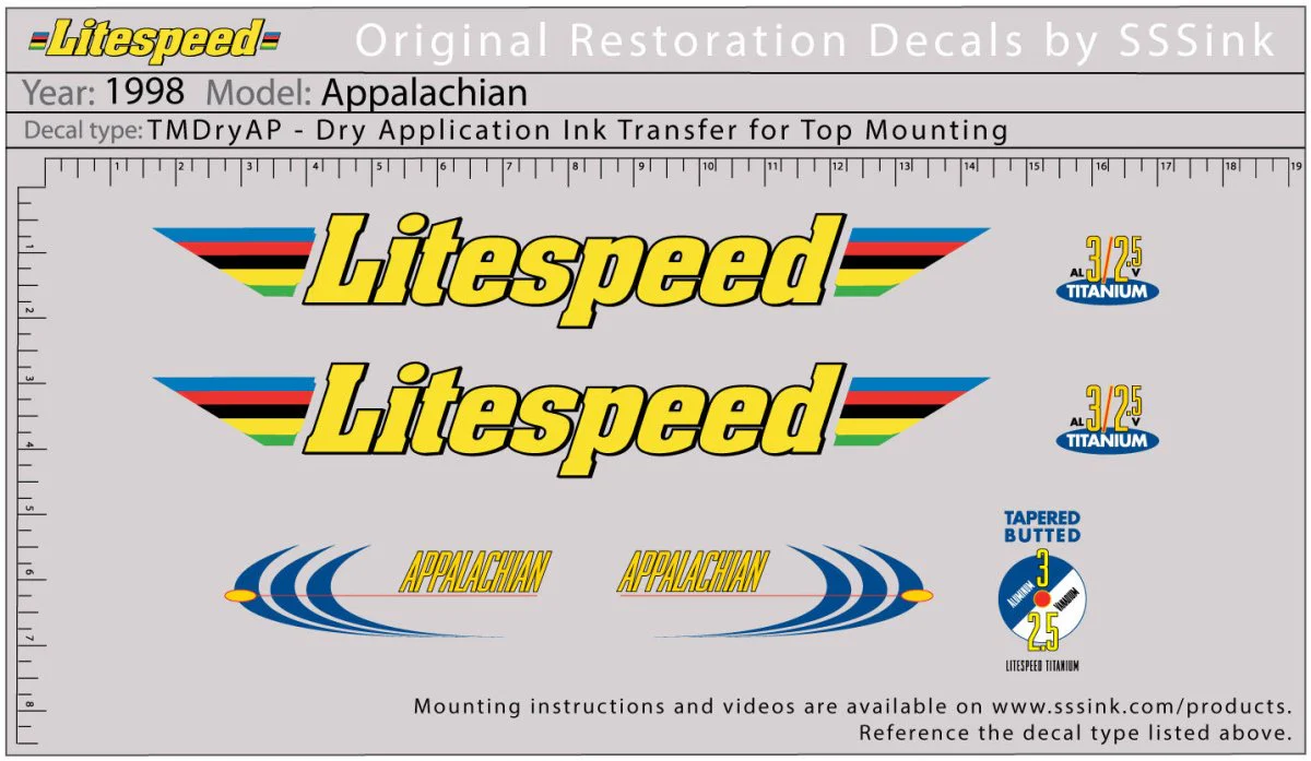 1998 Appalachian Decal Set