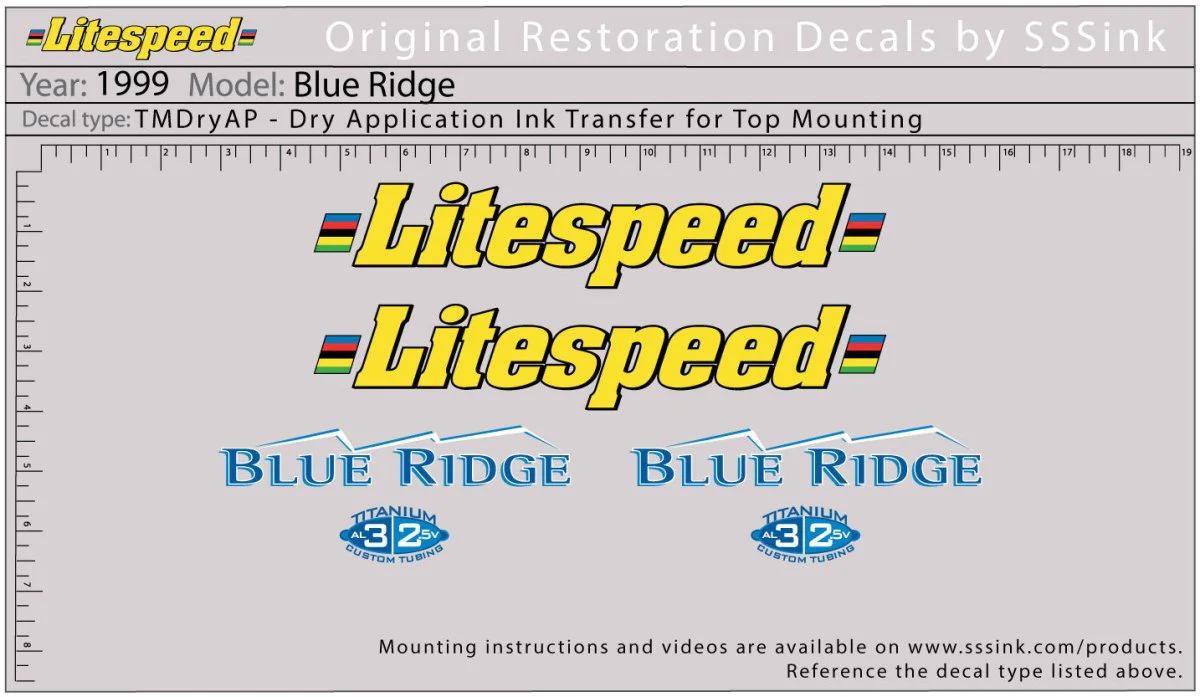 1999 Blue Ridge Decal Set