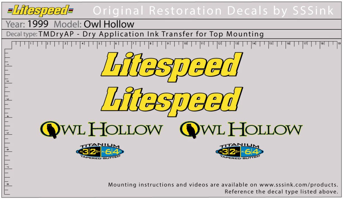 1999 Owl Hollow Decal Set