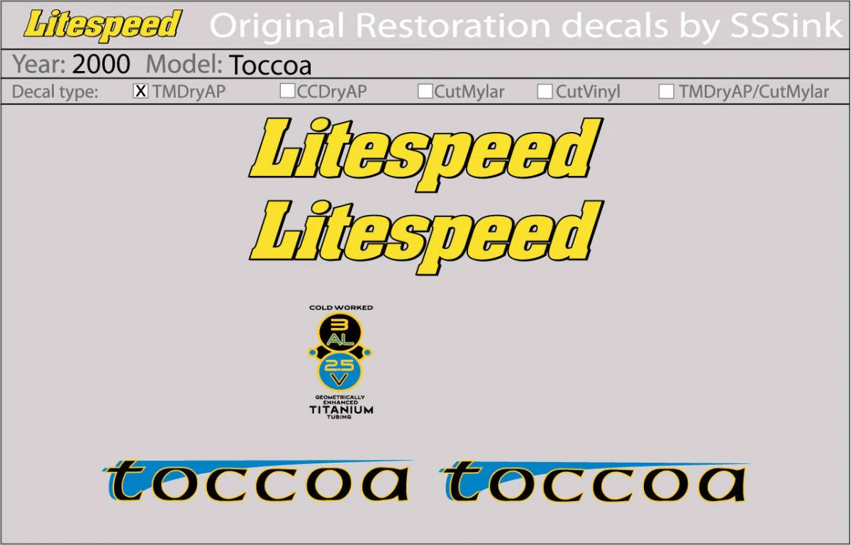 2000 Toccoa Decal Set