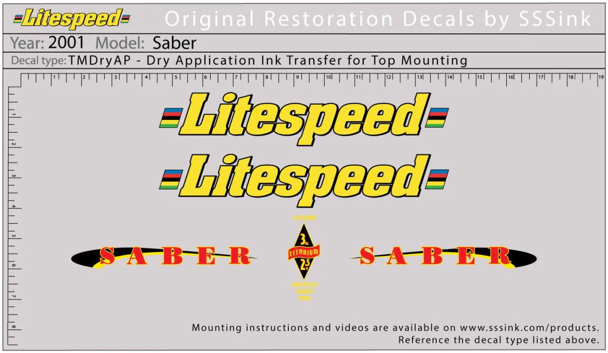 2001 Saber Decal Set