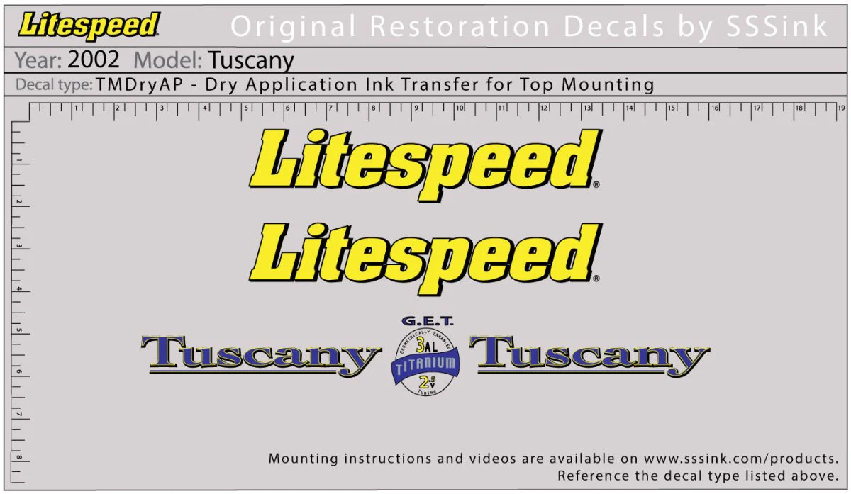 2002 Tuscany Decal Set