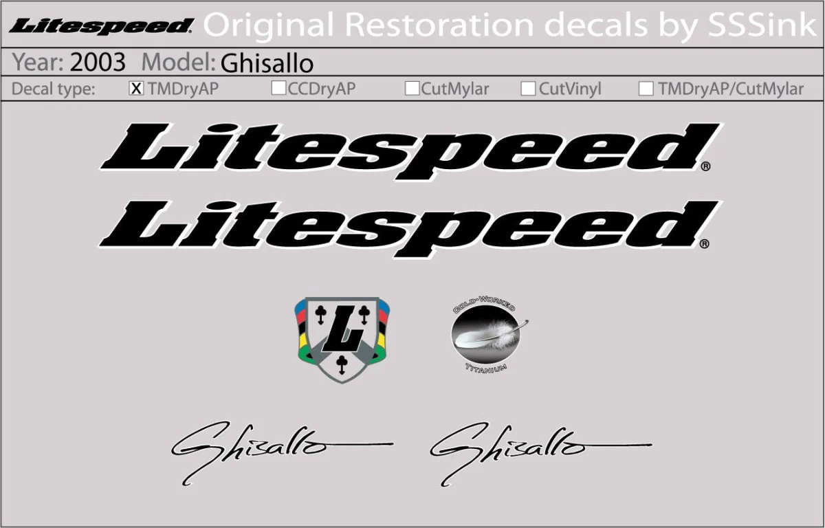 2003 Ghisallo Decal Set