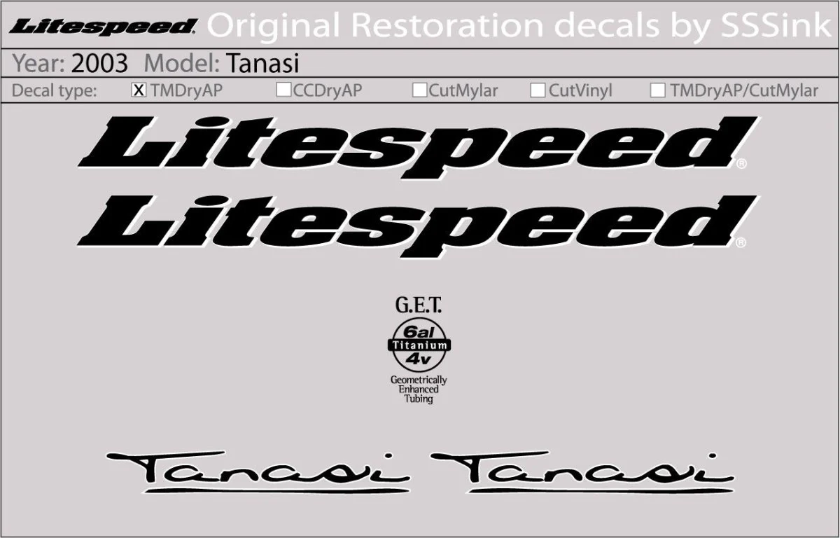2003 Tanasi Decal Set