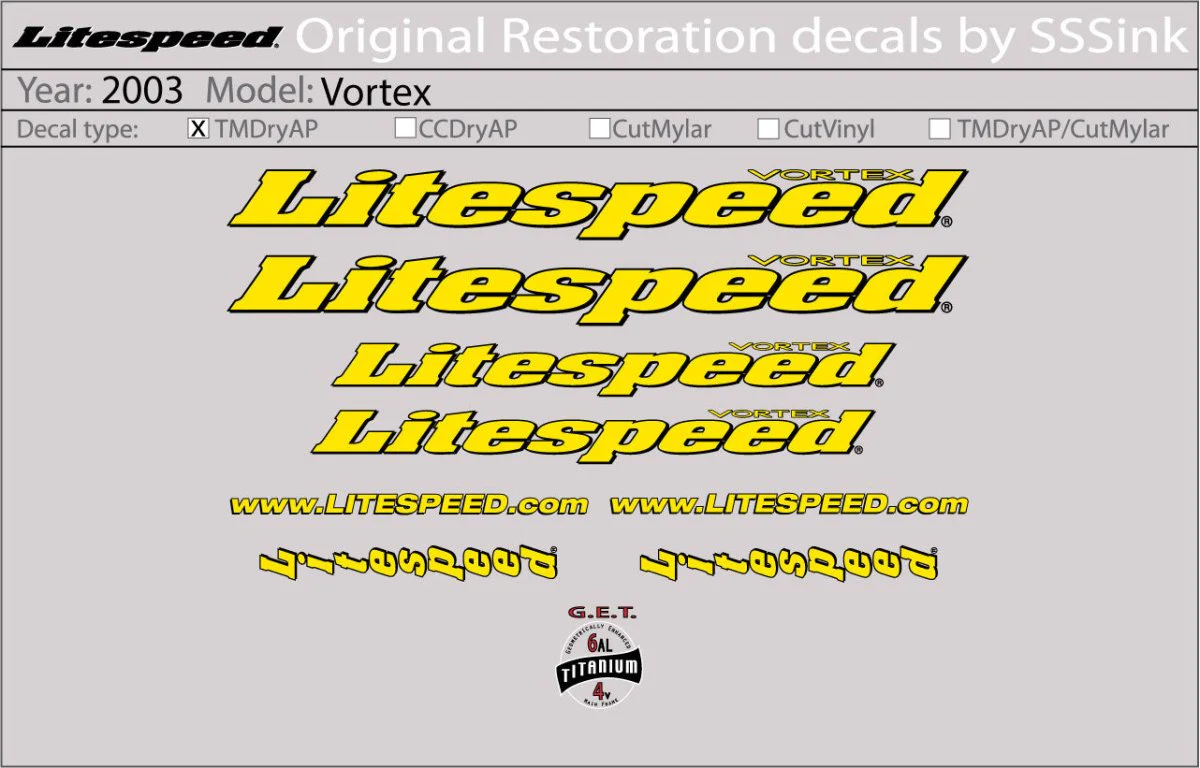 2003 Vortex Decal Set