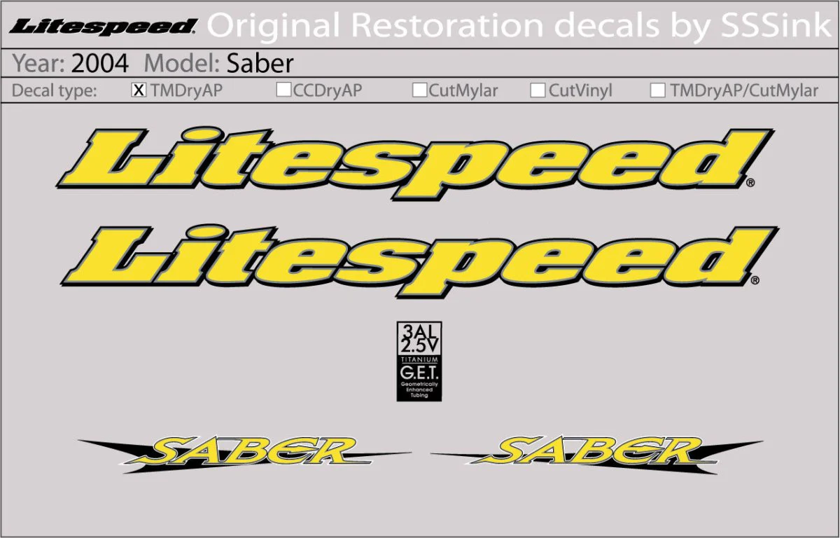2004 Saber Decal Set