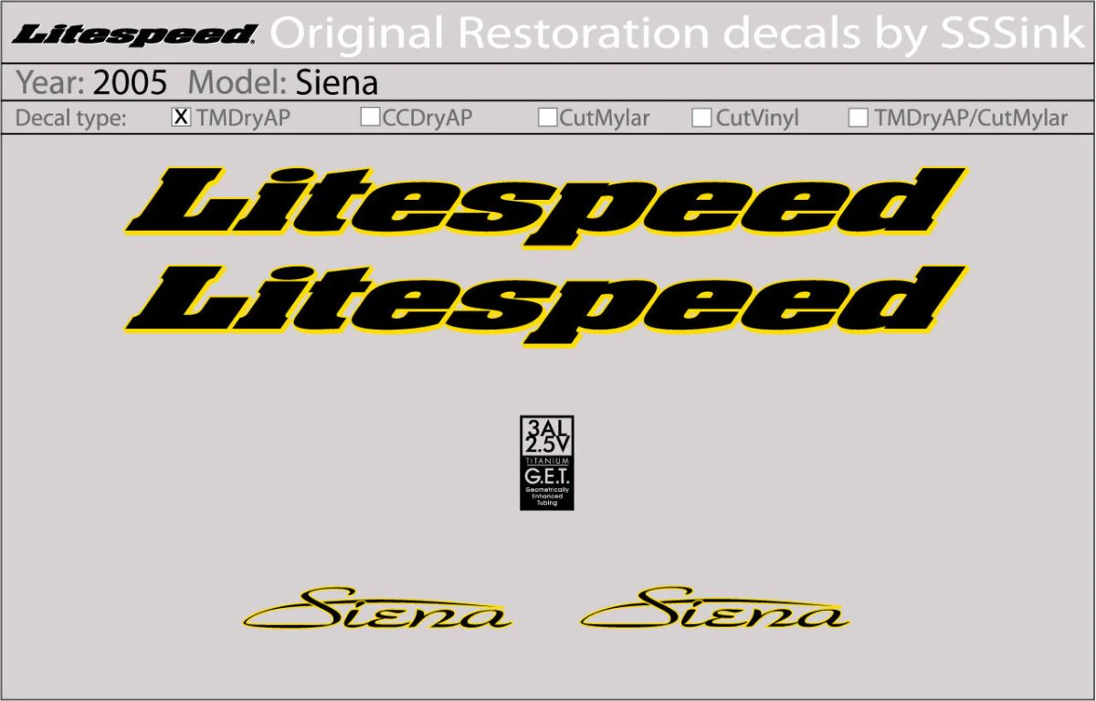 2005 Siena Decal Set