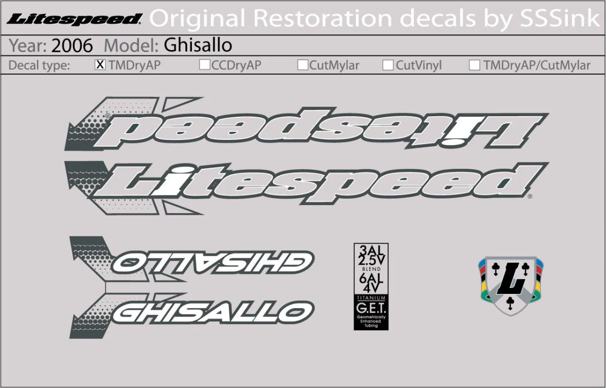 2006 Ghisallo Decal Set