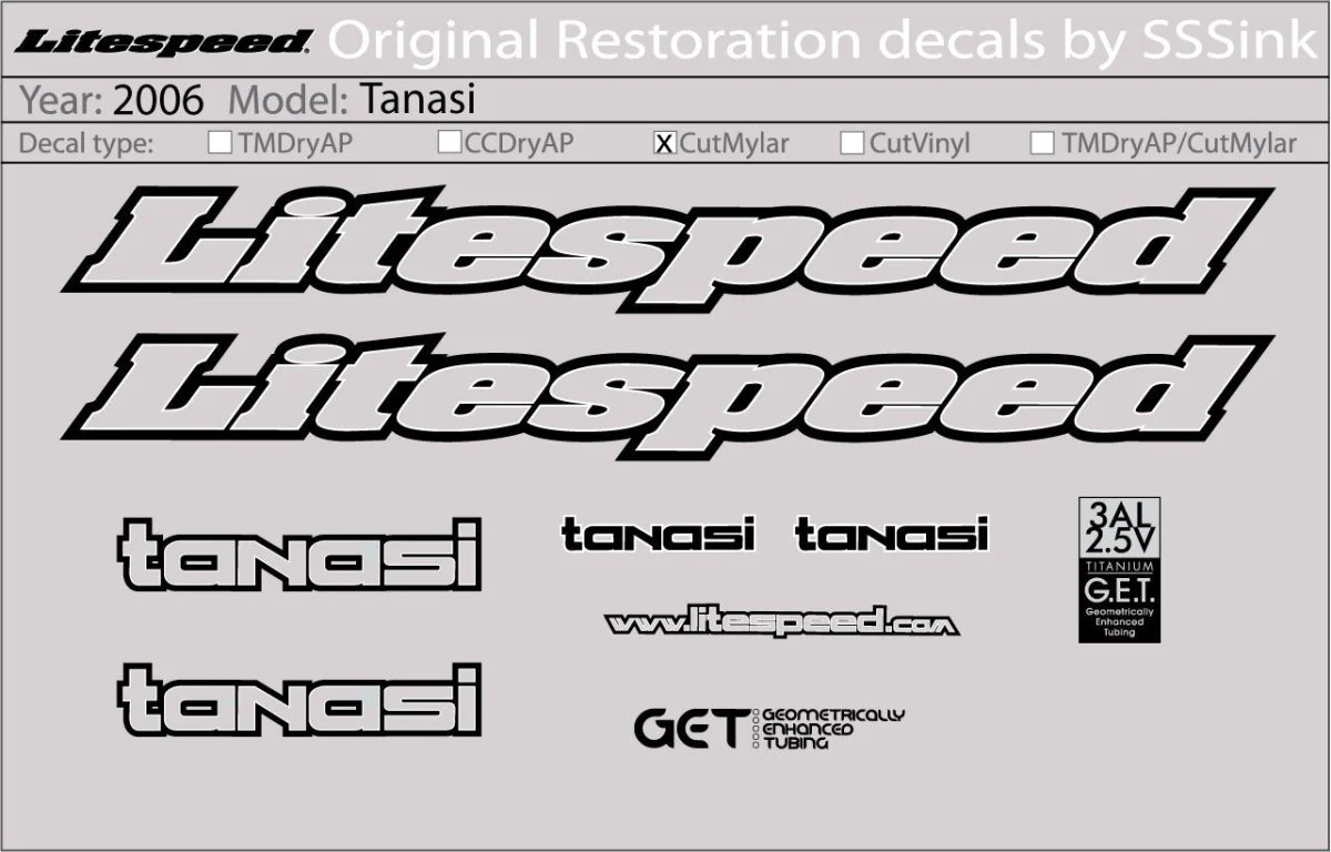 2006 Tanasi Decal Set