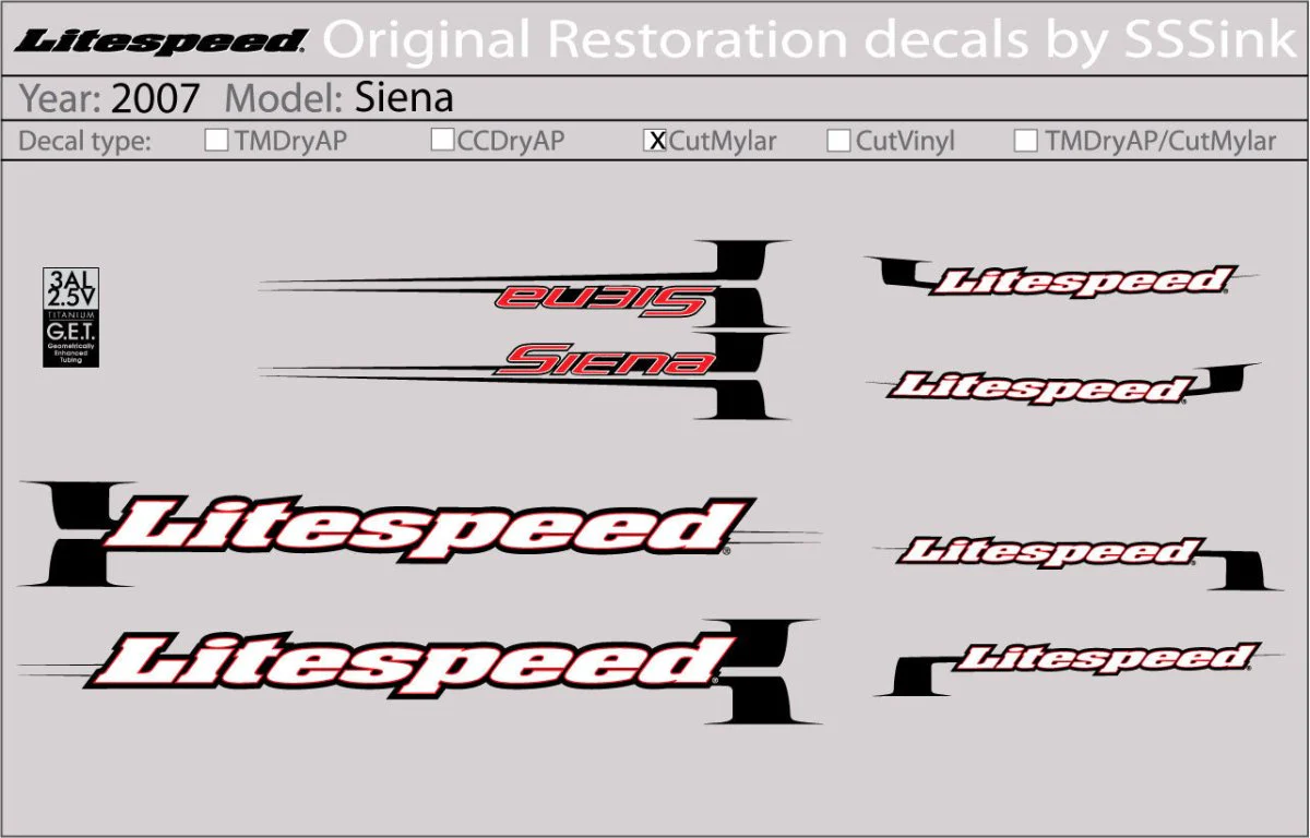 2007 Siena Decal Set